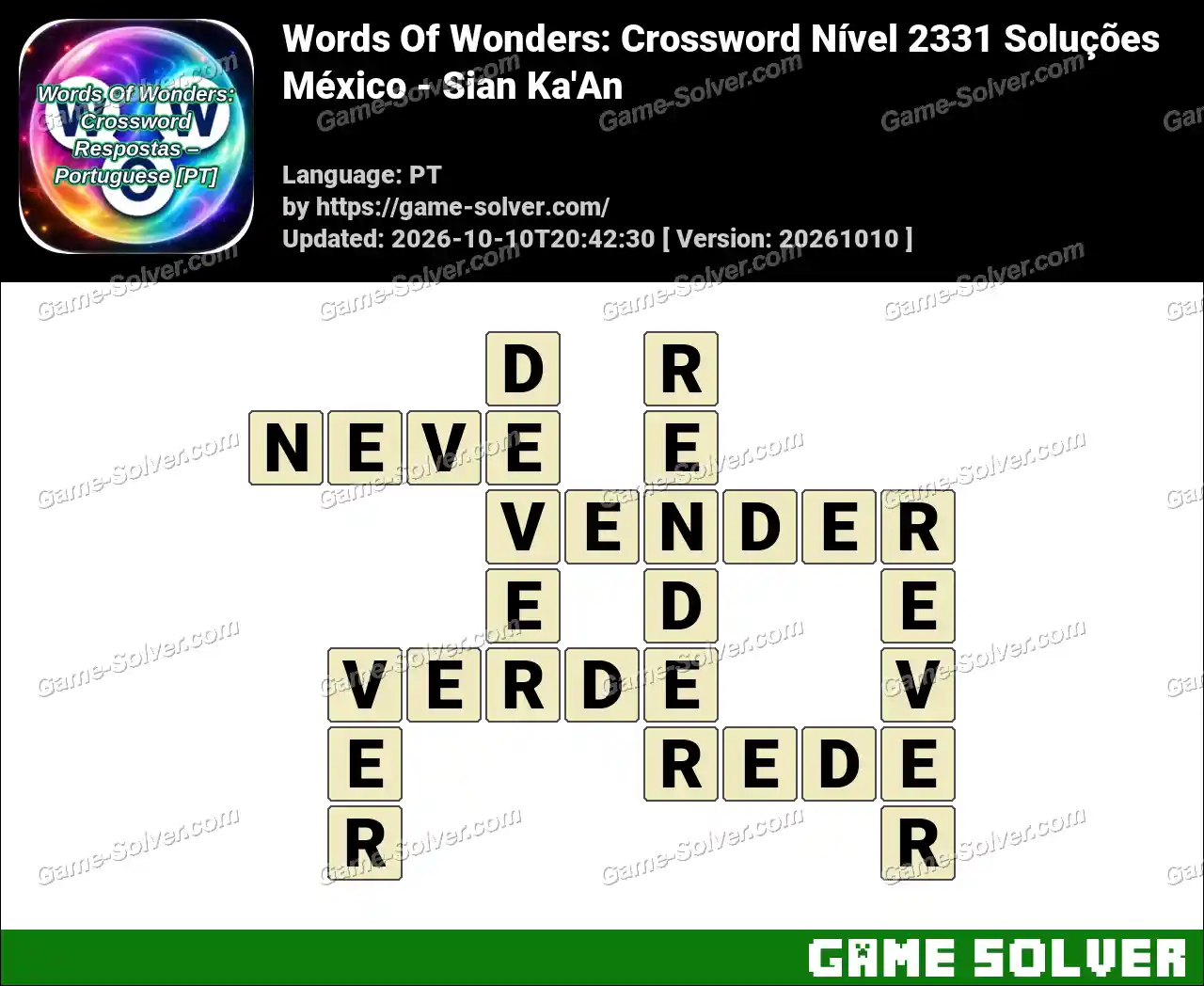 Words Of Wonders: Crossword Nível 2331 Soluções – México – Sian Ka’An